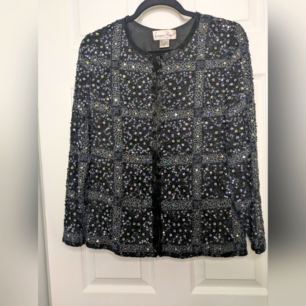Vintage Laurence Kazar Beaded and Sequin Blazer Size Petite Small
